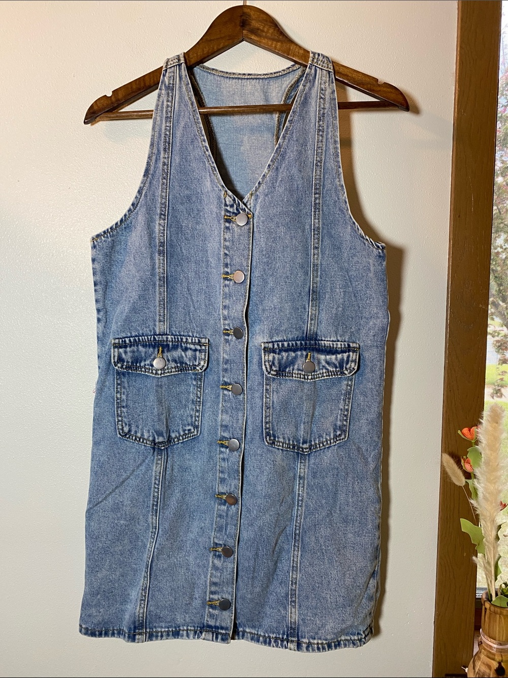 Light Blue Denim Midi Dress